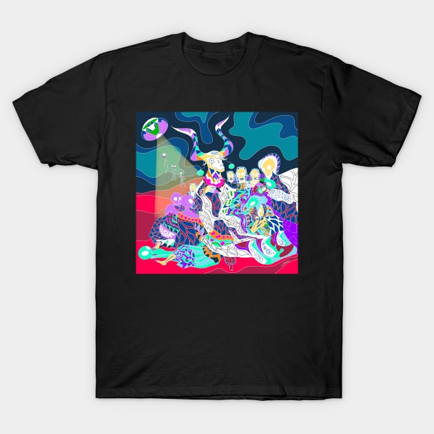 the goat and the evil witches business art T-Shirt by jorge_lebeau